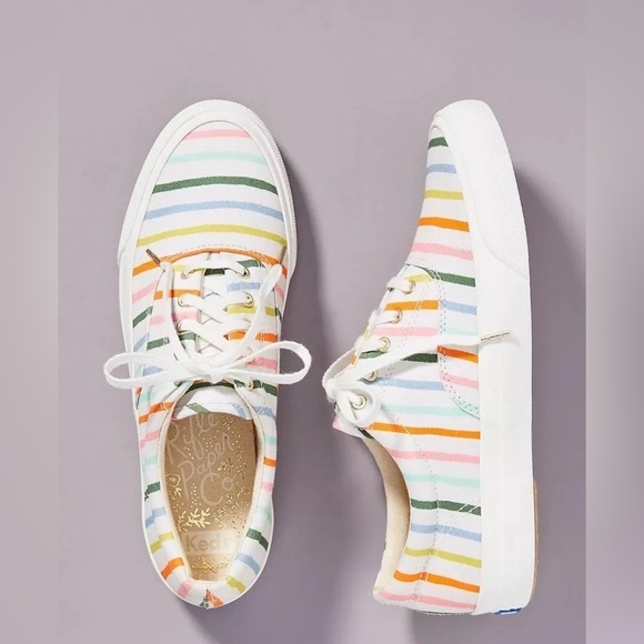 Anthropologie || Keds x Rifle Paper Co. Anchor Sneakers Happy Stripe Rainbow 8.5 - Picture 1 of 9